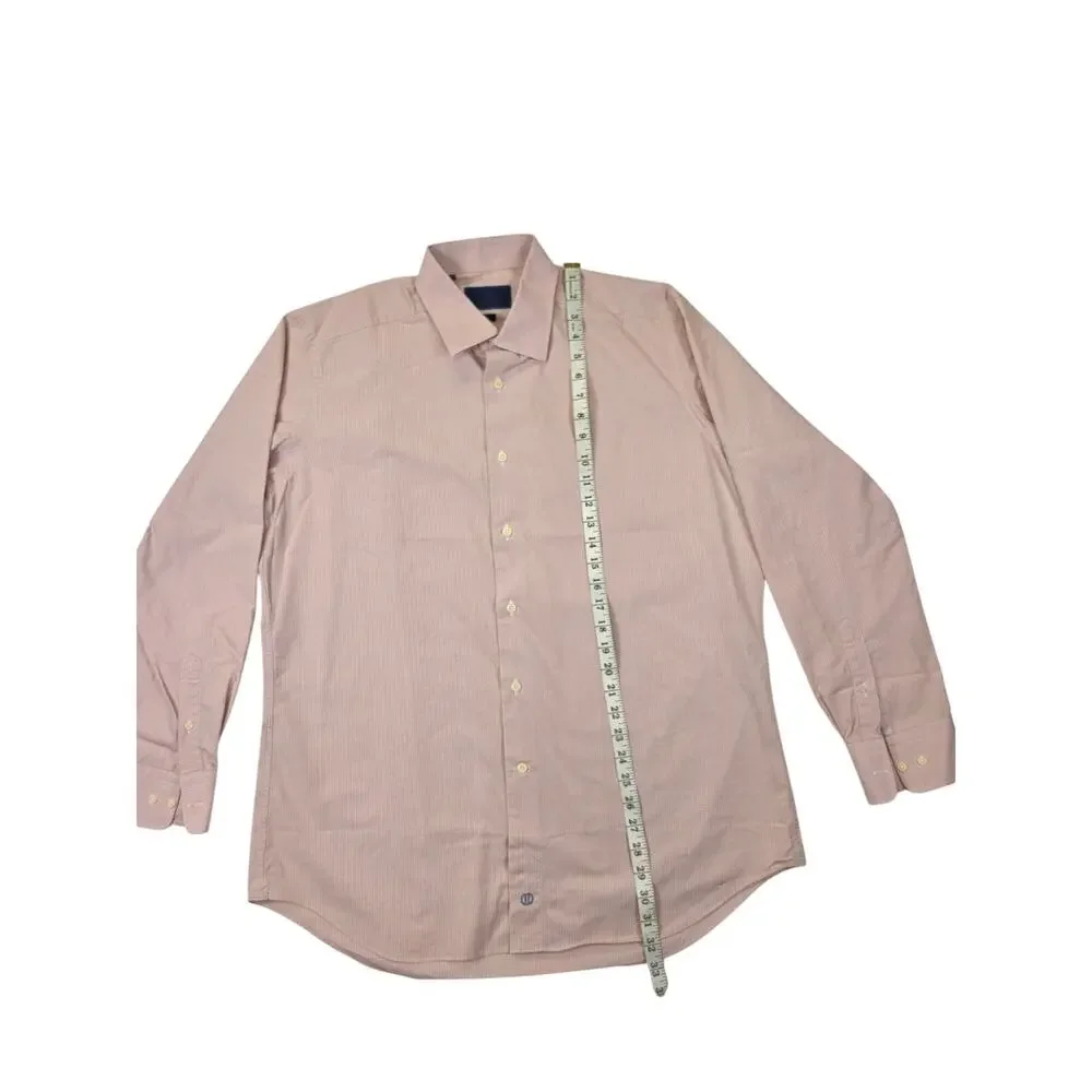 David Donahue Mens 17.5 34/35 XL Trim Fit  pink Blue Plaid